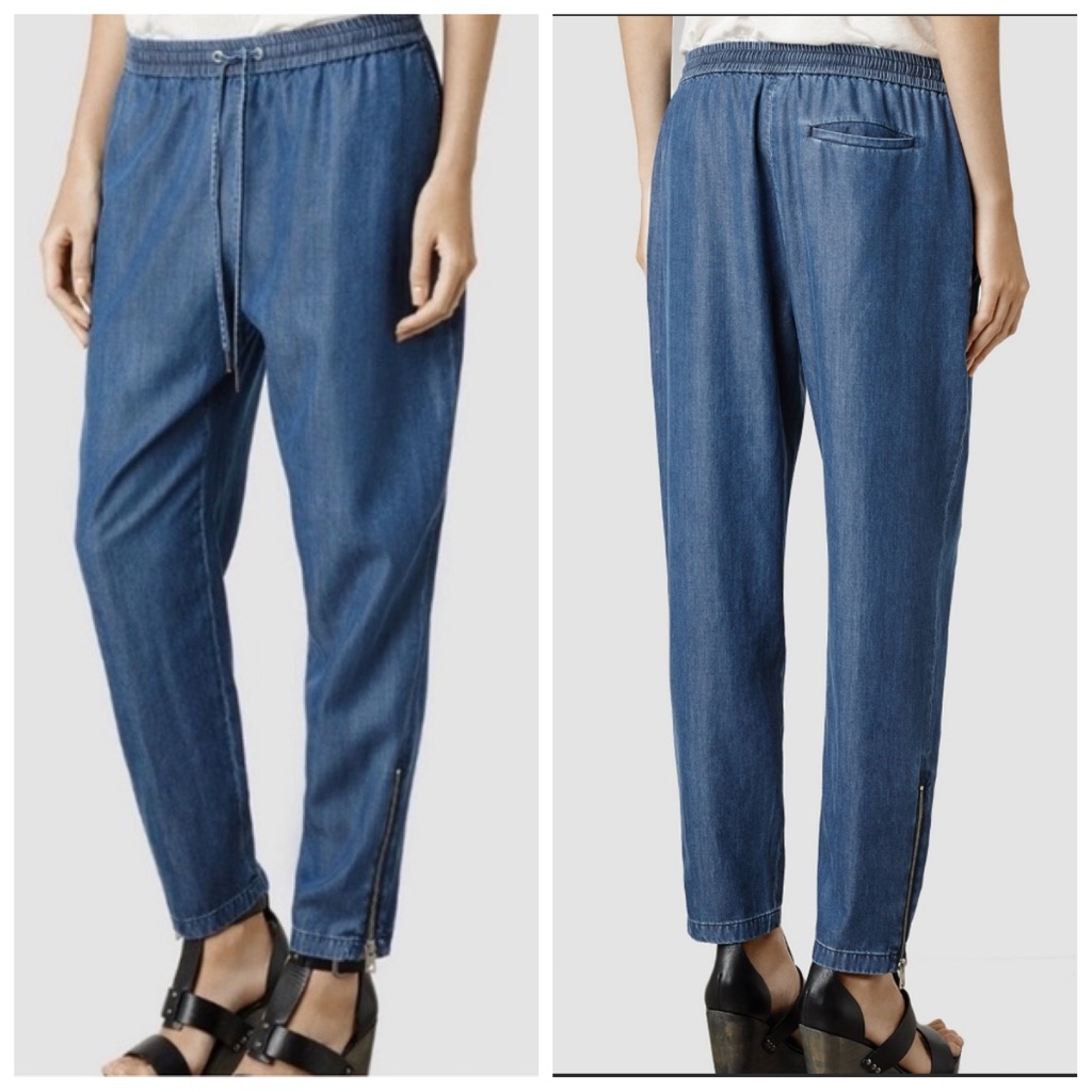 Allsaints Sz 2 Eliza Tencel Jogger Zippered Ankle Pants Loose Fit